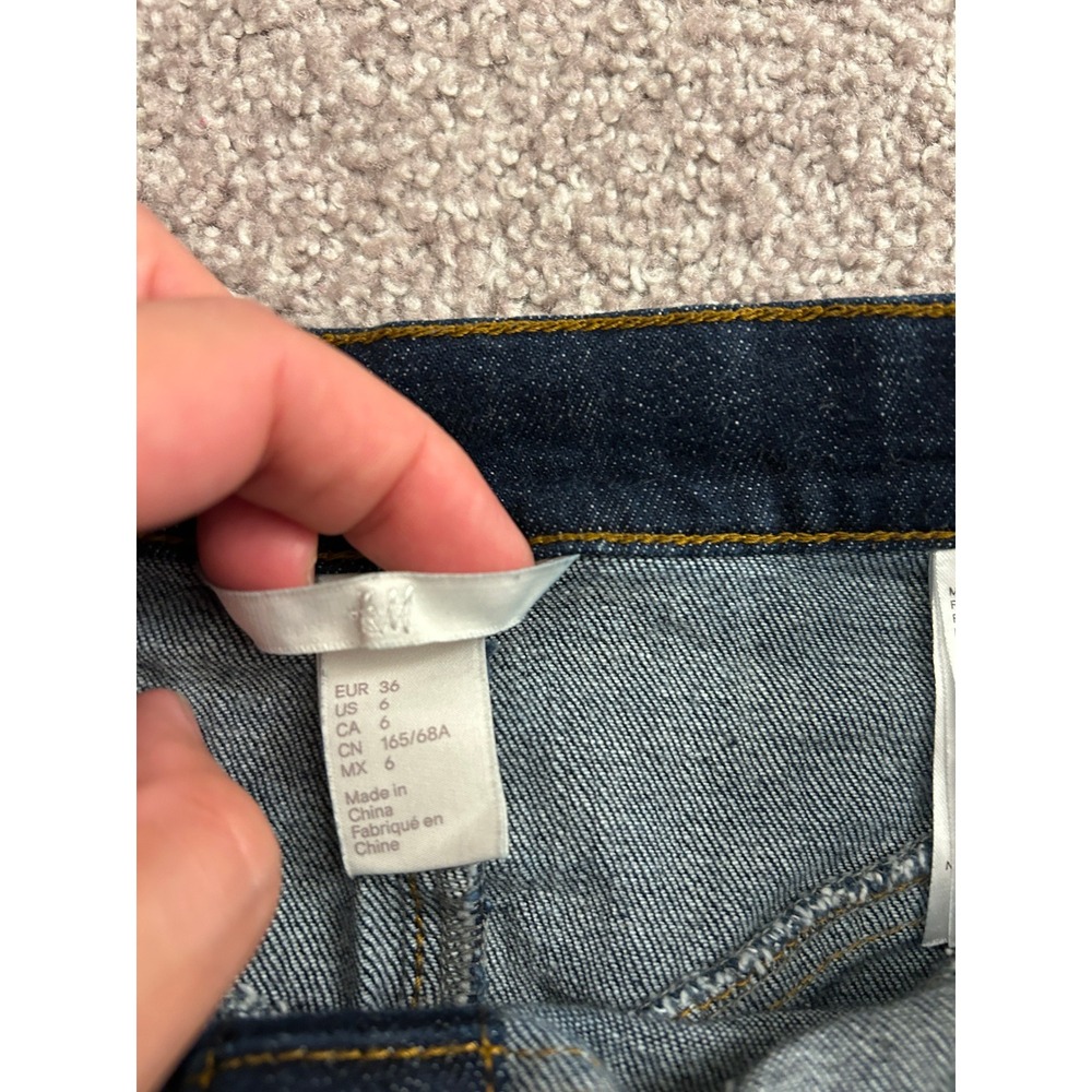 H&M Denim Mini Skirt Womens 6 Dark Wash Excellent Button Front A-Line Western - Picture 5 of 7